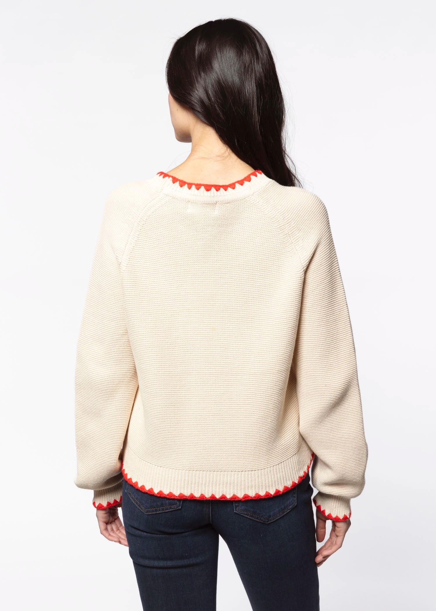 swatch_Almond/Red contrast trim sweater