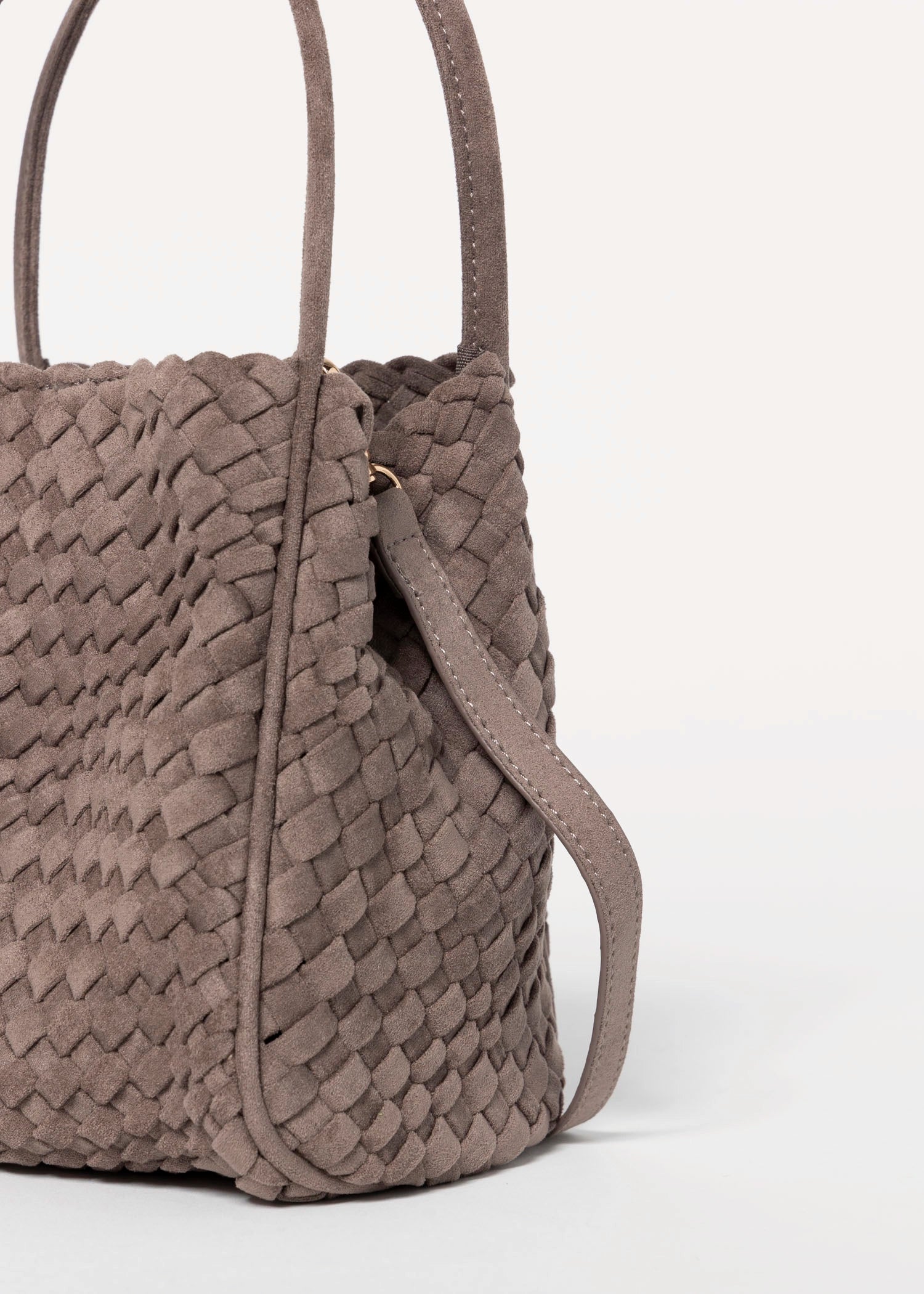swatch_Dark Taupe hollace woven suede bag