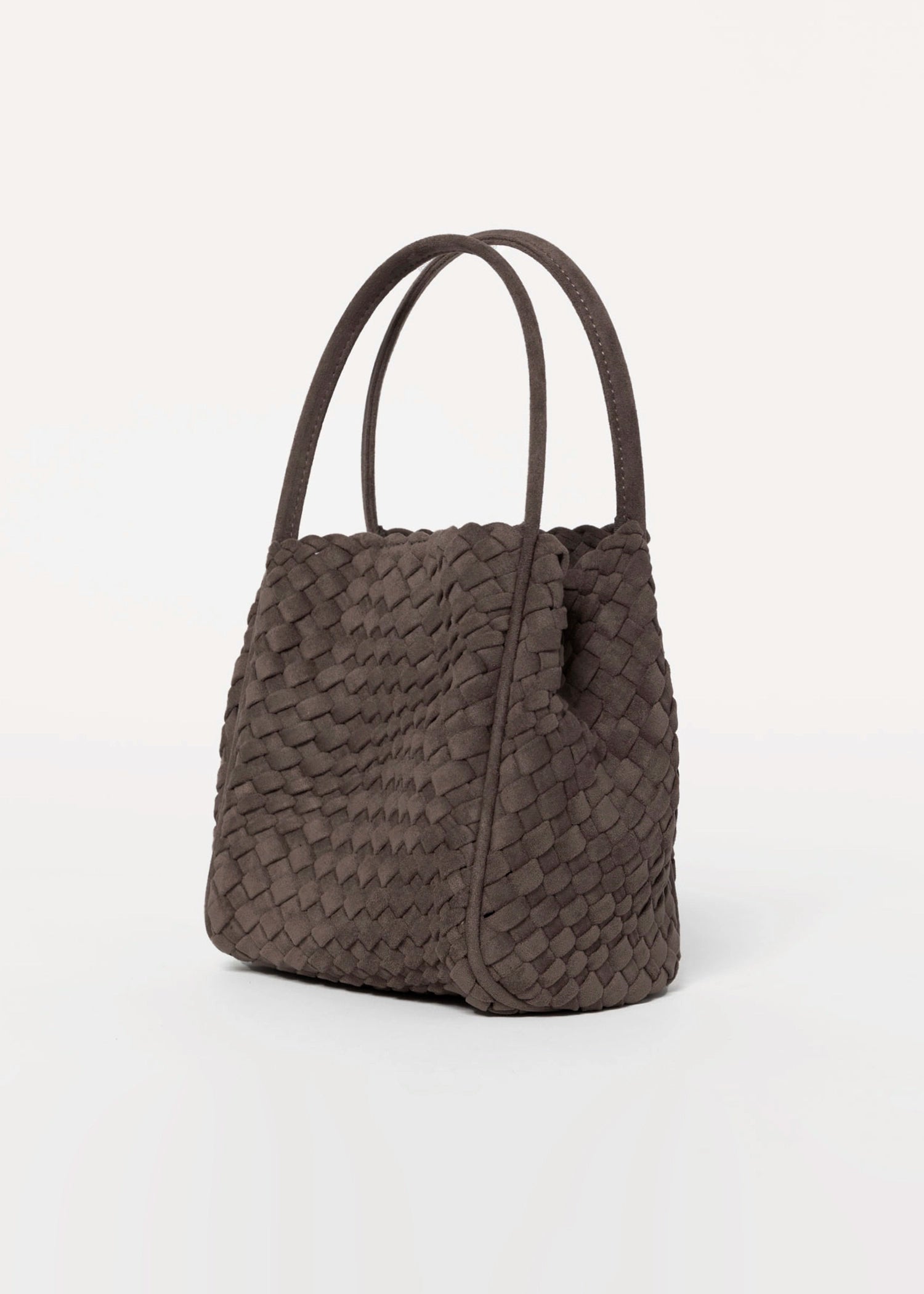 swatch_Brown hollace woven suede bag