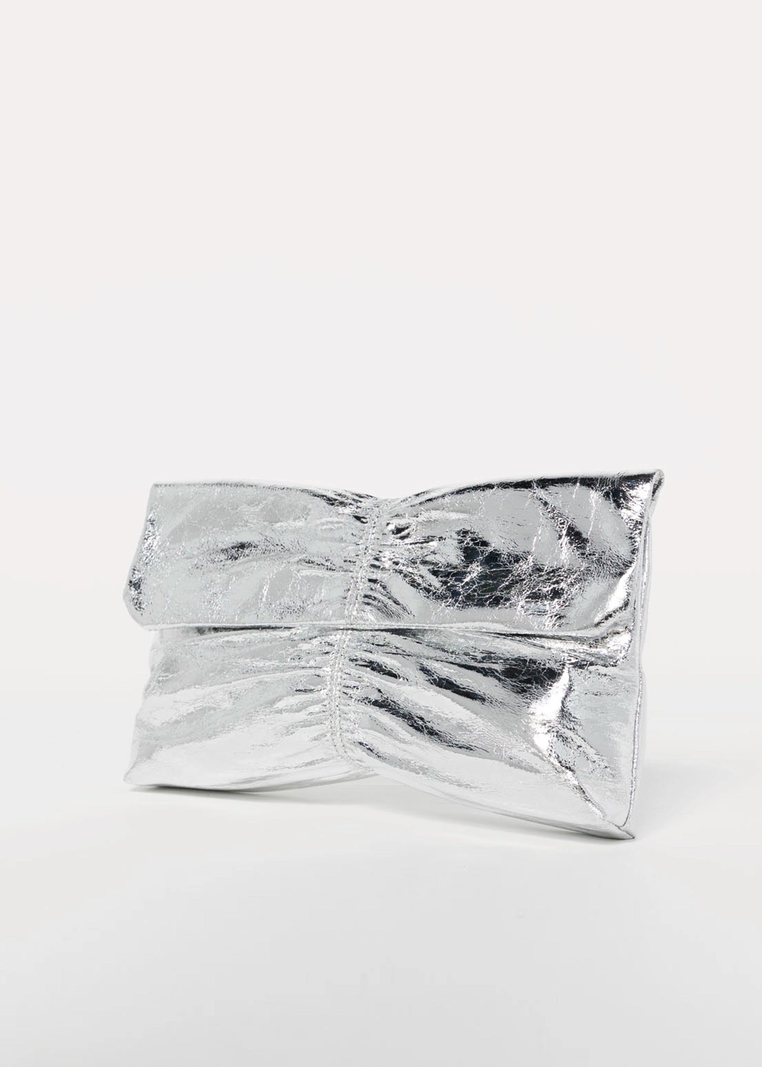 swatch_Silver ruched evening clutch