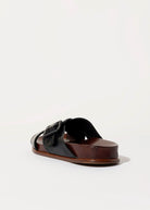 swatch_black leather crossband leather sandal flat sandals