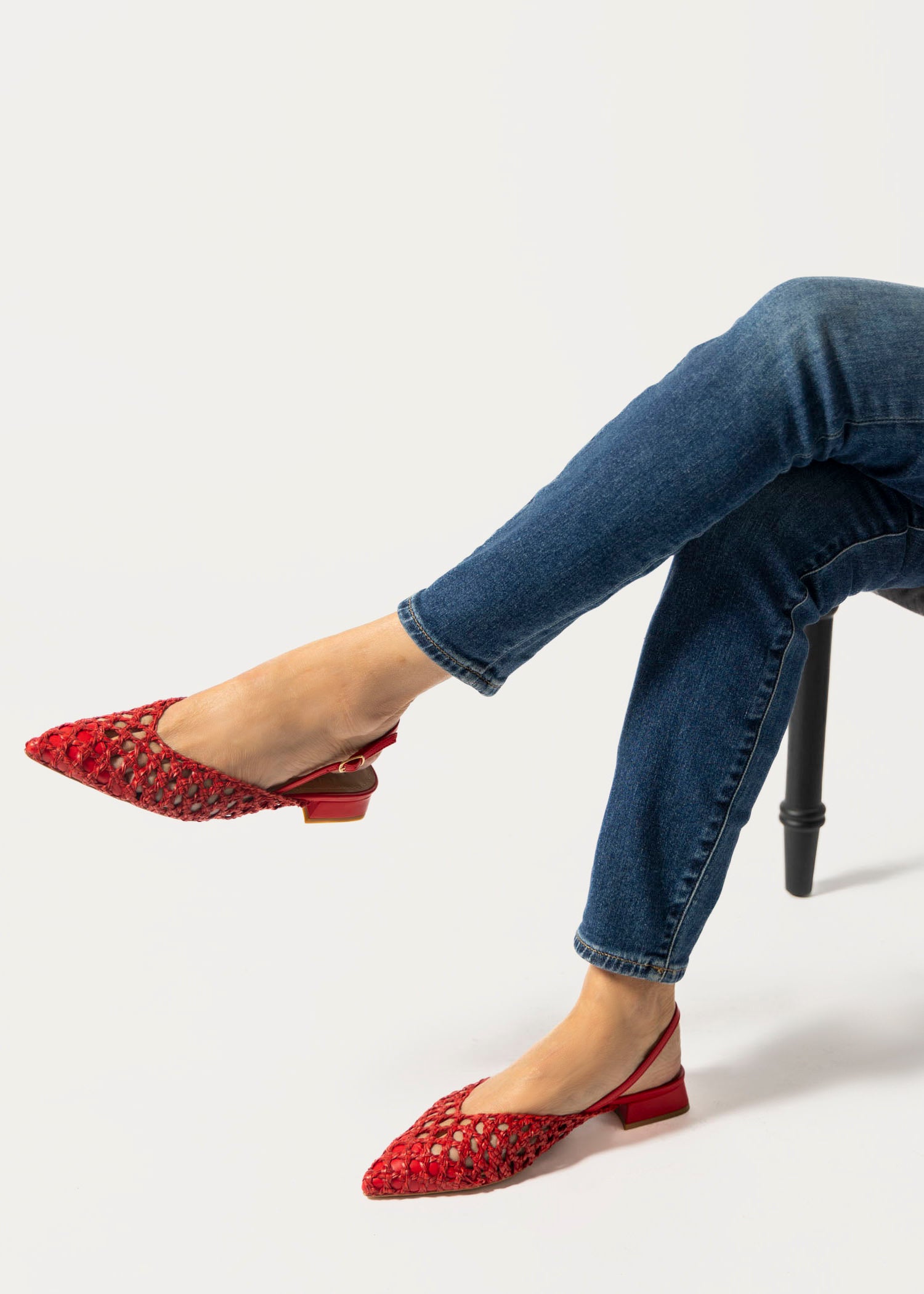 swatch_red leather lussy woven slingback flat shoes