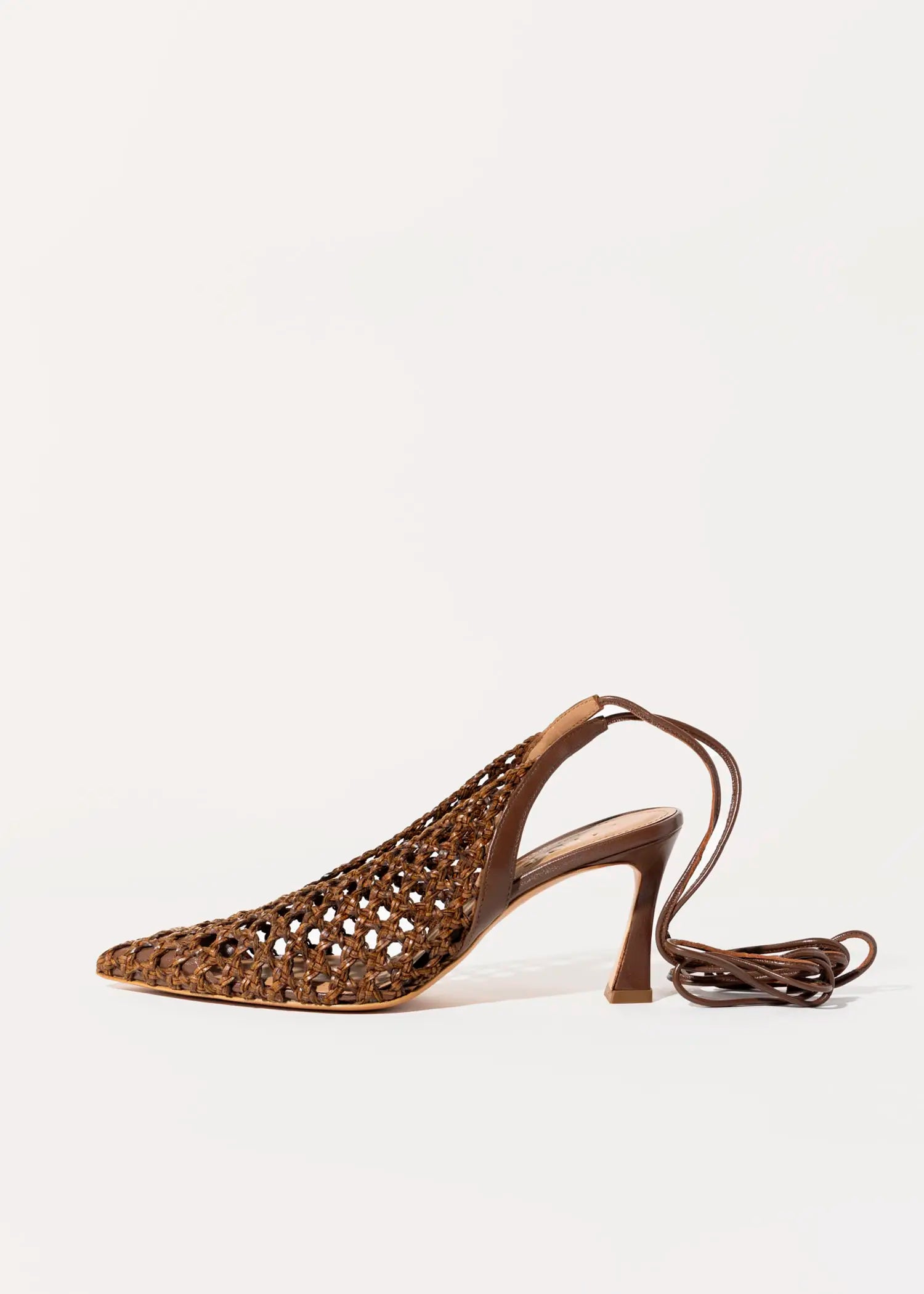 swatch_brown rosa woven tie up pump heels