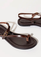 swatch_dark brown leather strappy leather sandal flat sandals