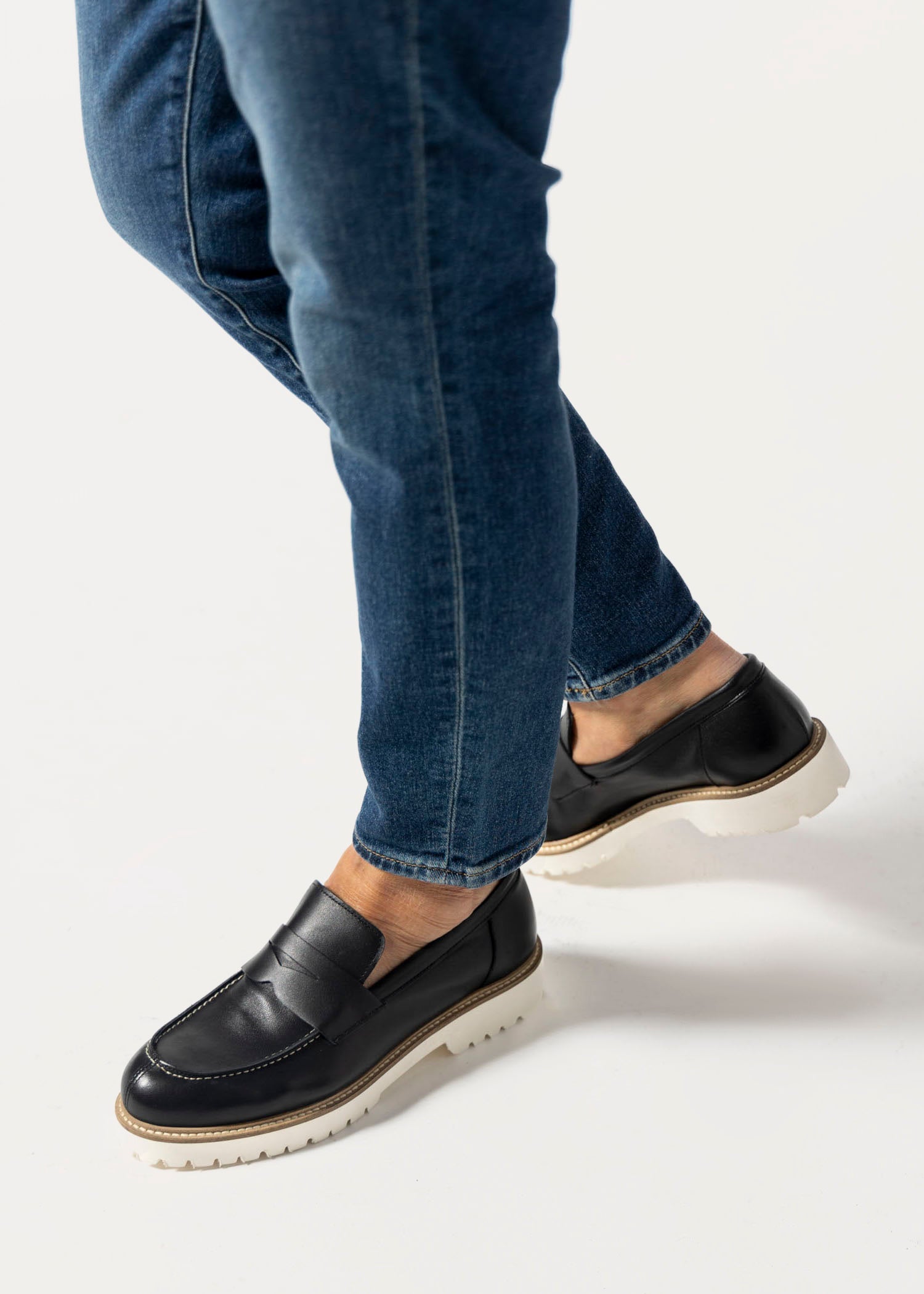 swatch_black leather leather penny loafer flat shoes