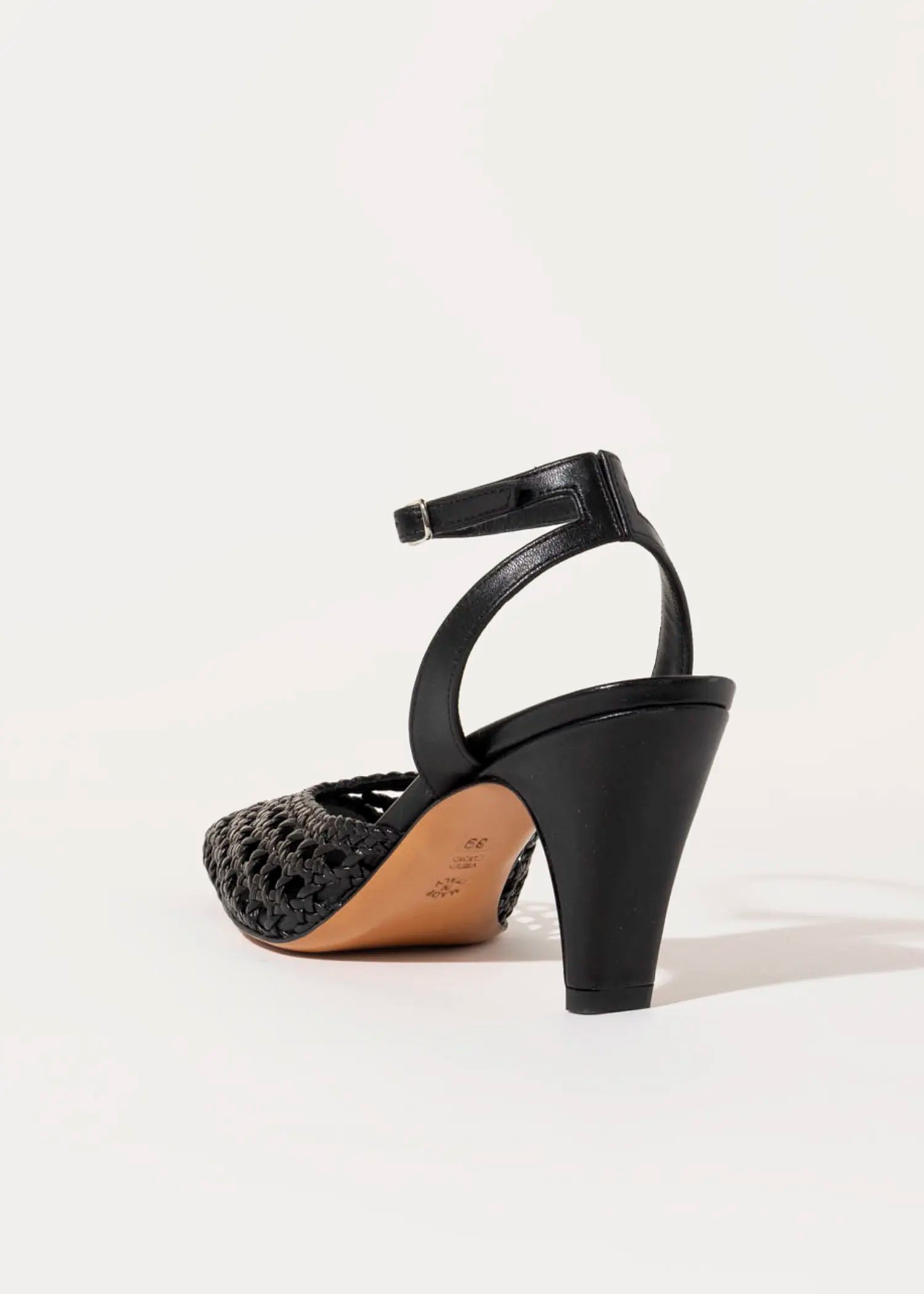 swatch_black leather livia two piece woven pump heels