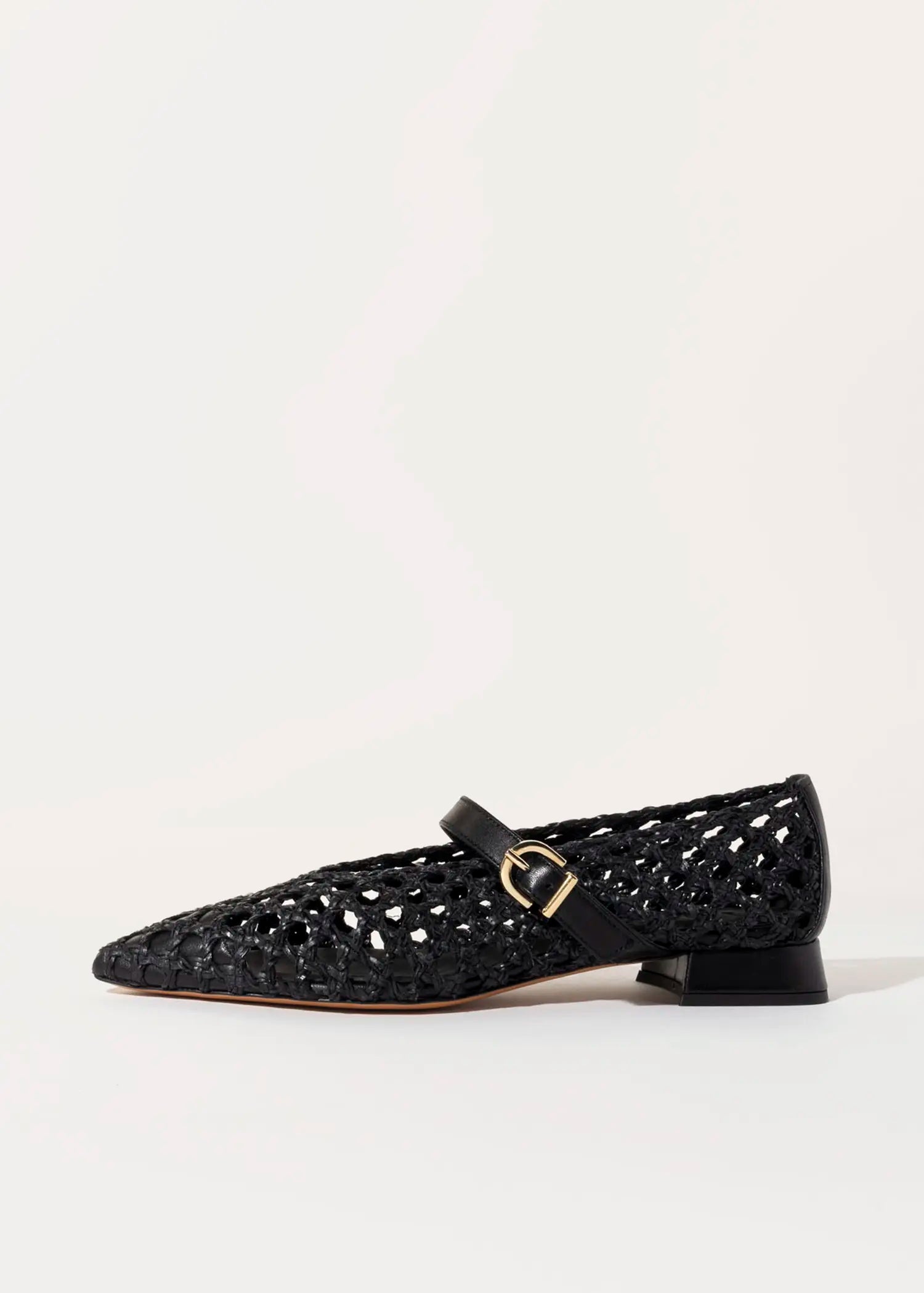 swatch_black leather mia woven mary jane flat shoes