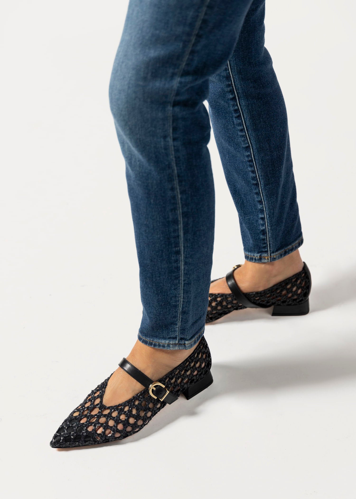 swatch_black leather mia woven mary jane flat shoes