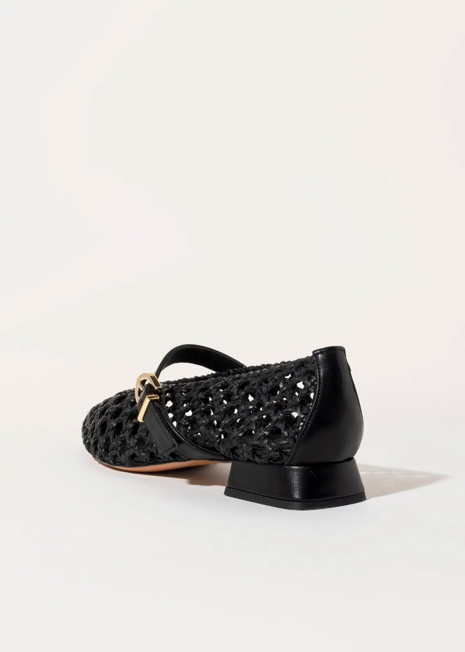 swatch_black leather mia woven mary jane flat shoes