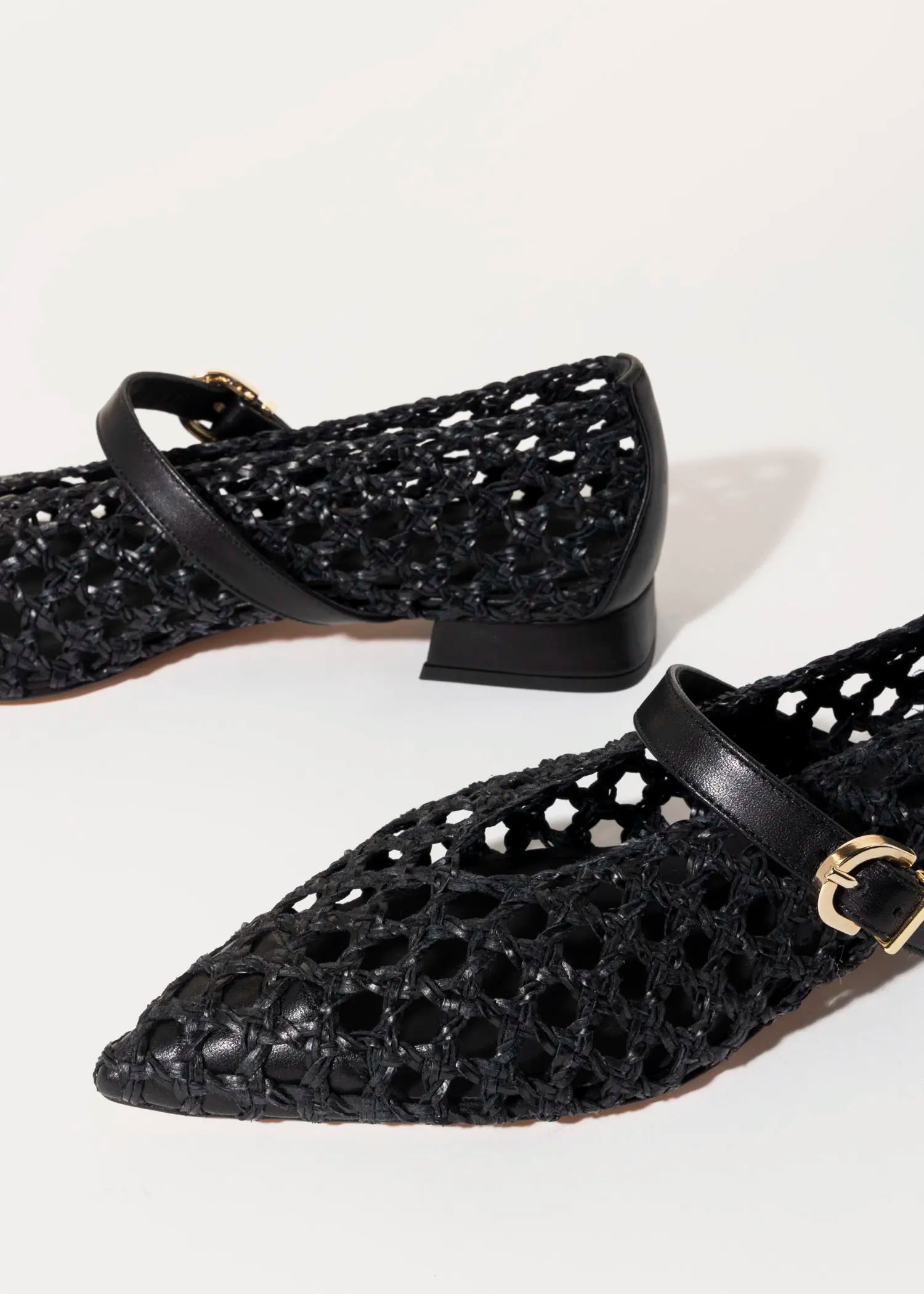 swatch_black leather mia woven mary jane flat shoes