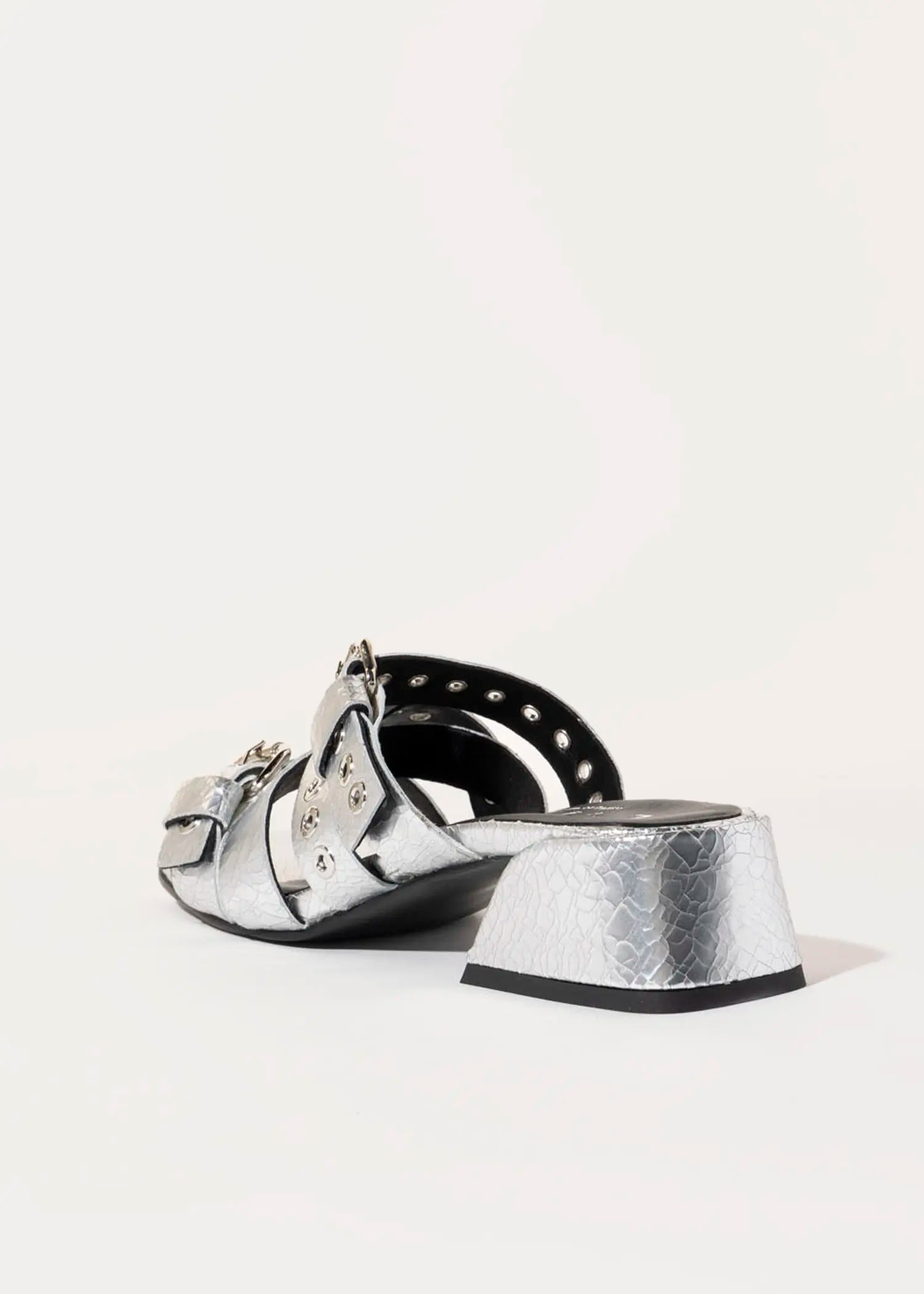 swatch_silver leather heeled slide sandal heeled sandals