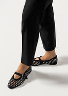 swatch_black suede laser cut jeweled flat flat shoes