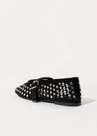 swatch_black suede laser cut jeweled flat flat shoes