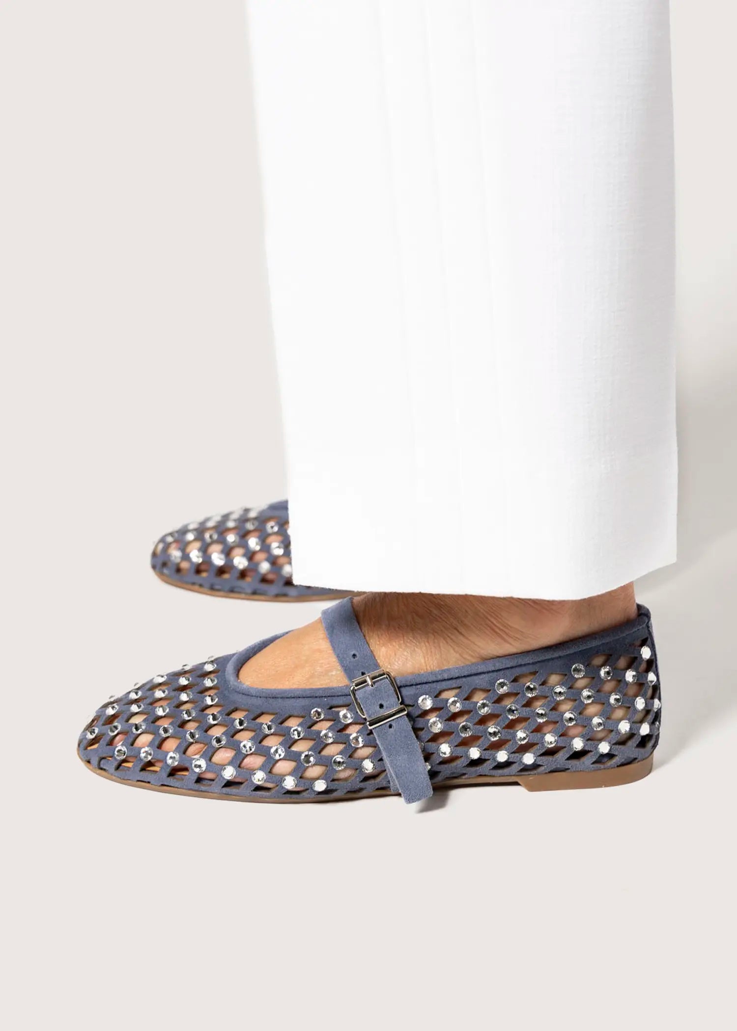 swatch_jeans suede laser cut jeweled flat flat shoes