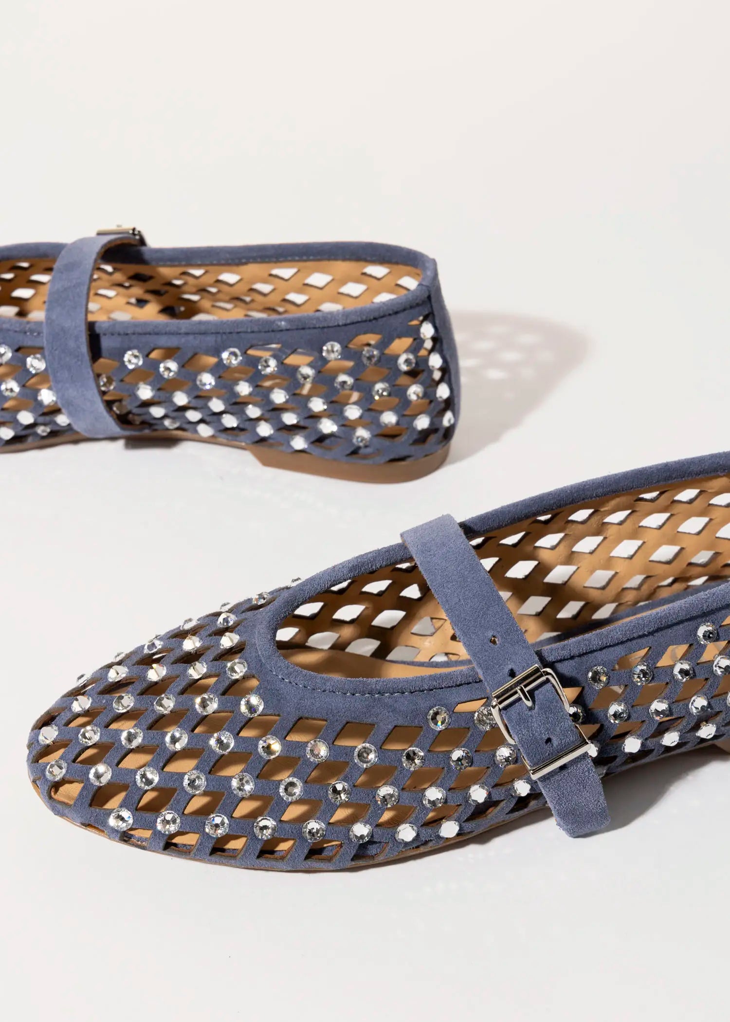 swatch_jeans suede laser cut jeweled flat flat shoes