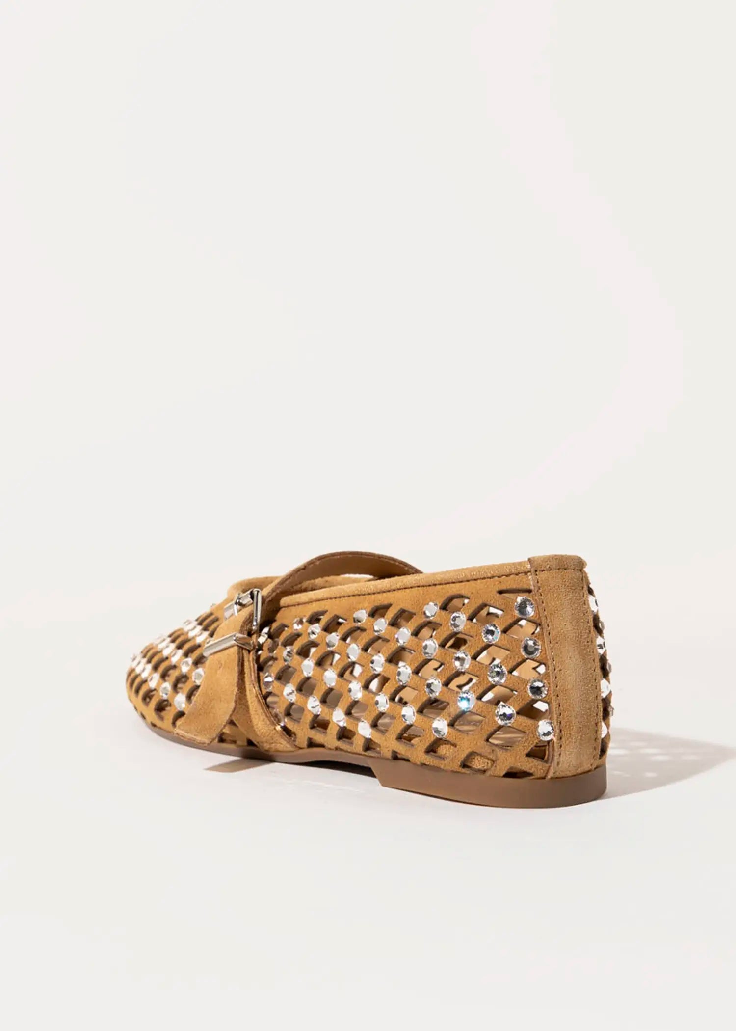 swatch_tan suede laser cut jeweled flat flat shoes