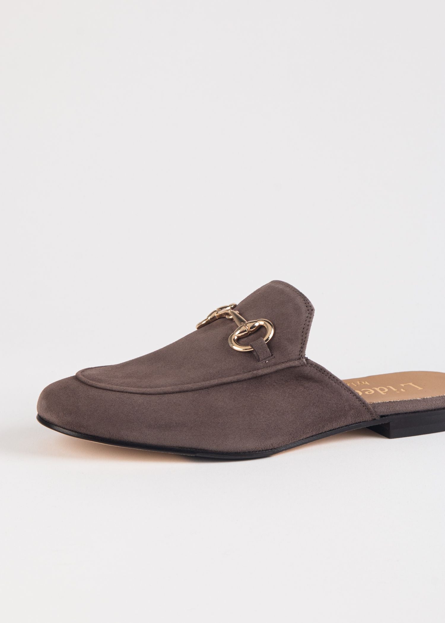 swatch_dark taupe suede suede mule with bit loafers and oxfords