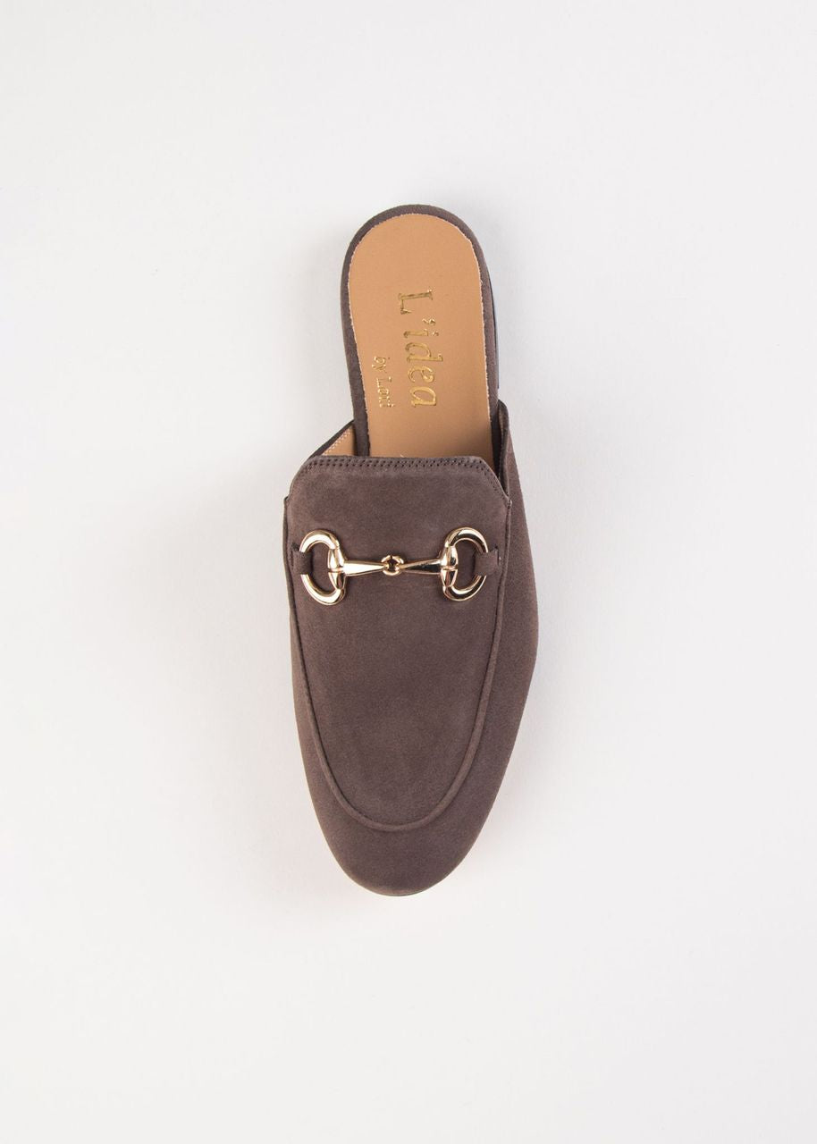 swatch_dark taupe suede suede mule with bit loafers and oxfords