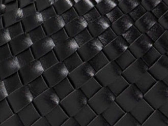 swatch_Black vegan leather woven shoulder bag