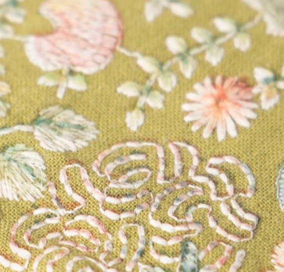 swatch_Green floral embroidered travel jewelry case