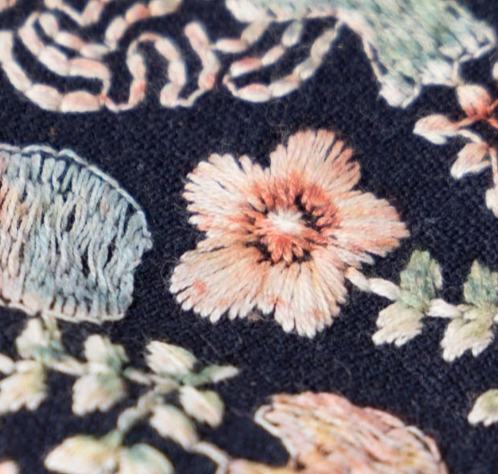 swatch_Navy floral embroidered travel jewelry case