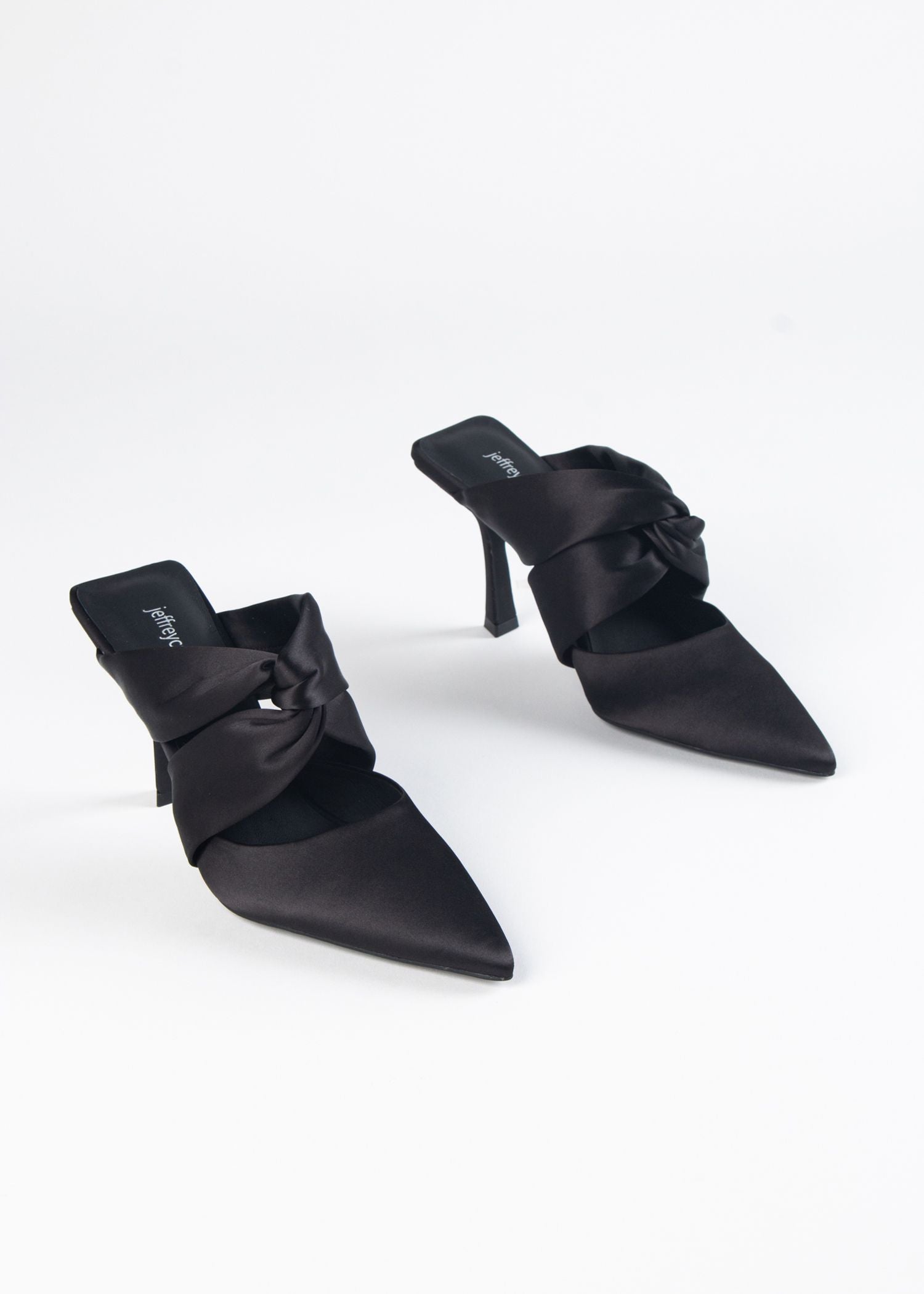 swatch_Black Satin tied up satin heel heels