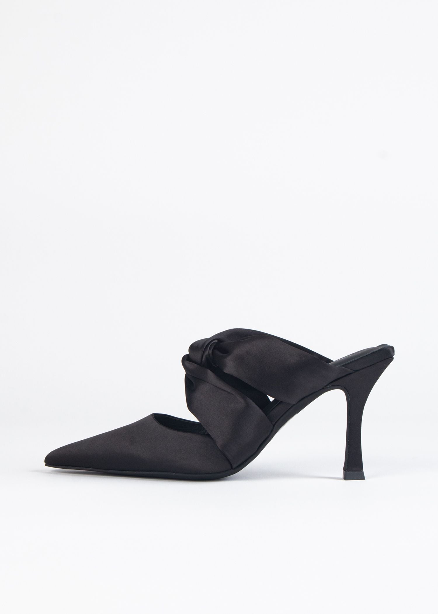swatch_Black Satin tied up satin heel heels